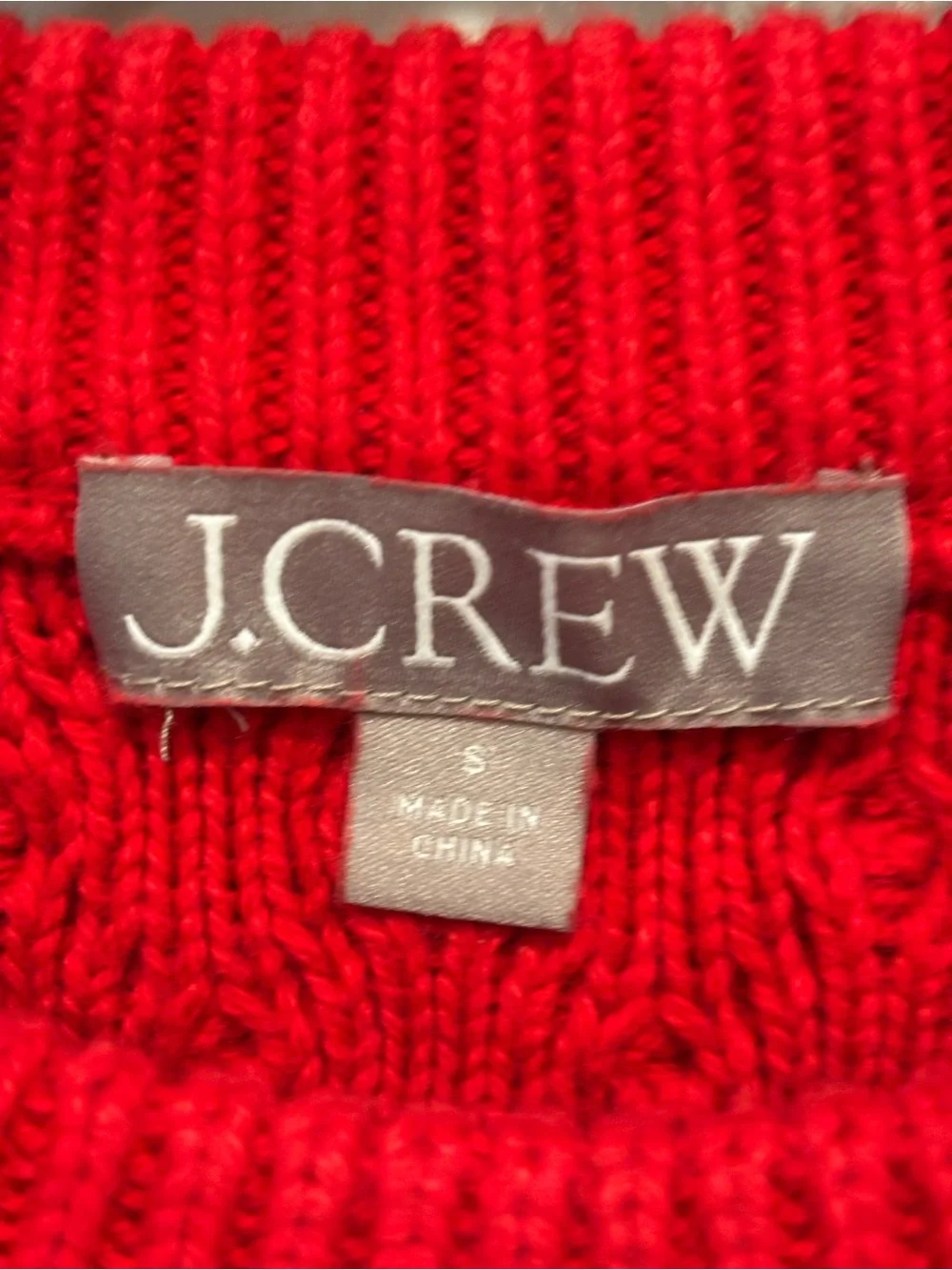 J. Crew Bright Red Cable-Knit Crewneck Sweater